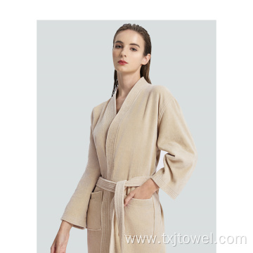 White Hotel Embroidered Cut Velvet Bathrobe